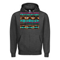 Charcoal Heather leopard aztec turquoise jewelry Zipper Hoodie - BarkalooDesign
