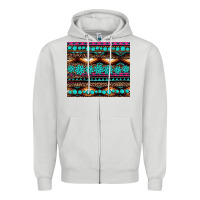 Dove Grey leopard aztec turquoise jewelry Zipper Hoodie - BarkalooDesign