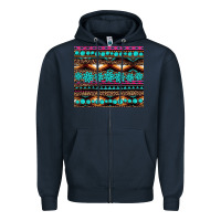 Navy leopard aztec turquoise jewelry Zipper Hoodie - BarkalooDesign