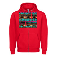 Red leopard aztec turquoise jewelry Zipper Hoodie - BarkalooDesign