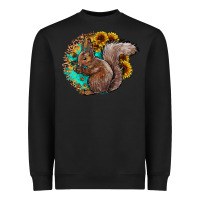 Black western squirrel with sunflowers Heavyweight Sweatshirt - CowhideDigitalArt