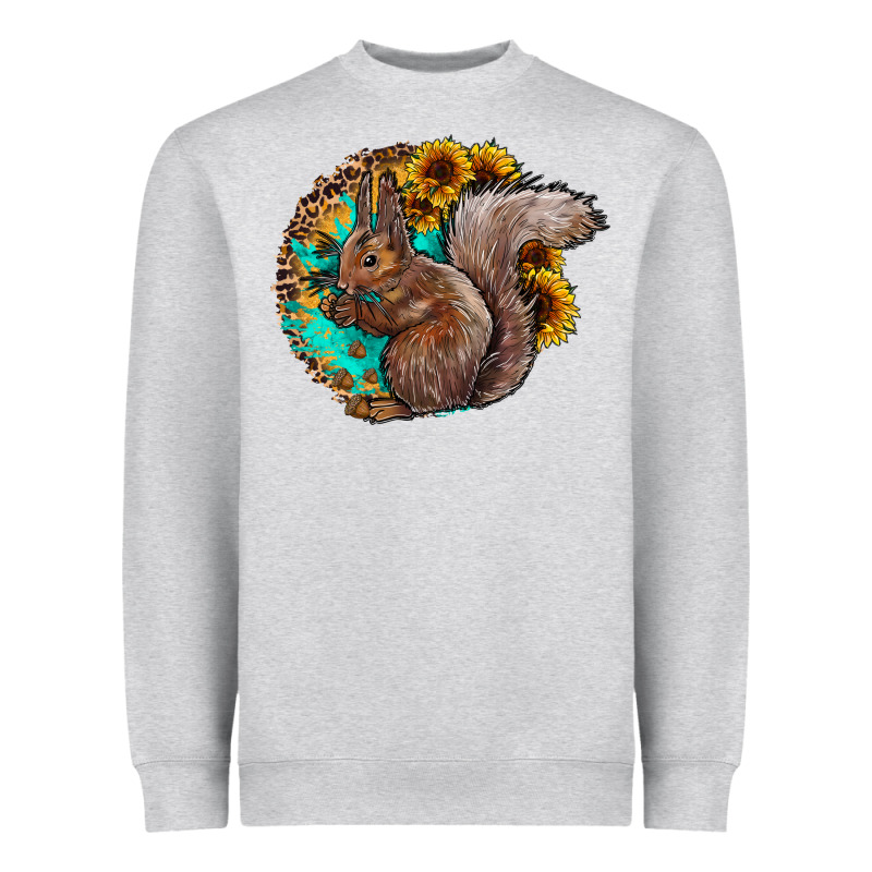 Western Squirrel With Sunflowers Heavyweight Sweatshirt by CowhideDigitalArt | Teevron