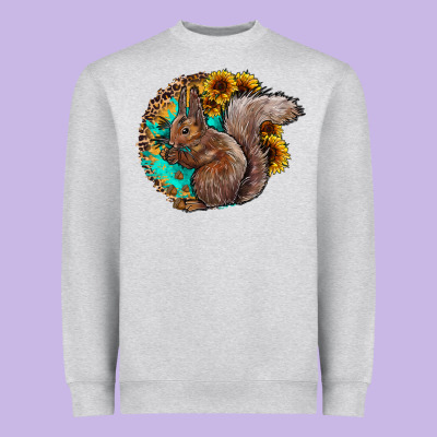 Western Squirrel With Sunflowers Heavyweight Sweatshirt Designed By Cowhidedigitalart