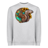 Heather Grey western squirrel with sunflowers Heavyweight Sweatshirt - CowhideDigitalArt