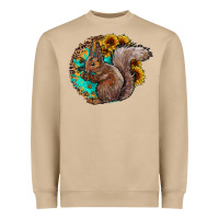 Mushroom western squirrel with sunflowers Heavyweight Sweatshirt - CowhideDigitalArt
