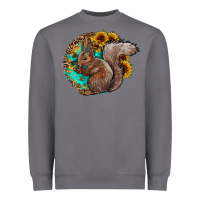 Storm western squirrel with sunflowers Heavyweight Sweatshirt - CowhideDigitalArt