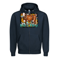 Navy Western Heifer Please Simmental Cow Zipper Hoodie - LillyAllenDesigns