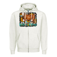 Oatmeal Heather Western Heifer Please Simmental Cow Zipper Hoodie - LillyAllenDesigns