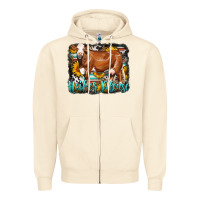 Sandshell Western Heifer Please Simmental Cow Zipper Hoodie - LillyAllenDesigns