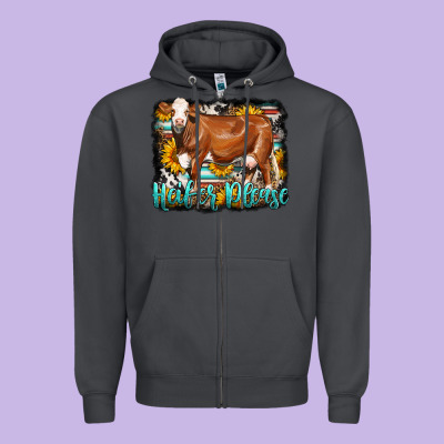Western Heifer Please Simmental Cow Zipper Hoodie Designed By Lillyallendesigns