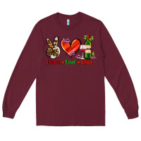Burgundy peace love wine Long Sleeve Tee - AdoDesignShop