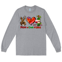 Heather Grey peace love wine Long Sleeve Tee - AdoDesignShop