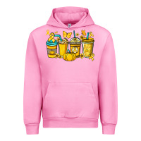 Fuchsia Pink Childhood Cancer coffee cups yellow ribbon Urban Hoodie - NancyCooperArtShop