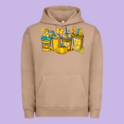 Childhood Cancer Coffee Cups Yellow Ribbon Urban Hoodie Designed By Nancycooperartshop