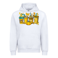 White Childhood Cancer coffee cups yellow ribbon Urban Hoodie - NancyCooperArtShop