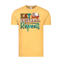 Vintage Mustard eat sleep baseball repeat Vintage Tee - HRA Design Shop