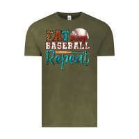Vintage Olive eat sleep baseball repeat Vintage Tee - HRA Design Shop