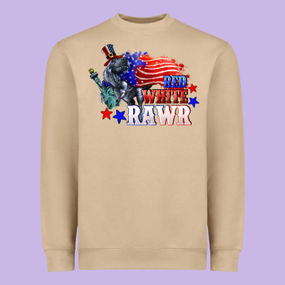 Red White Rawr 4th Of July Heavyweight Sweatshirt Designed By Cowgirlartshop
