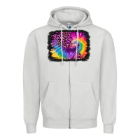Dove Grey tie dye leopard glitter background Zipper Hoodie - Jasminsmagicworld