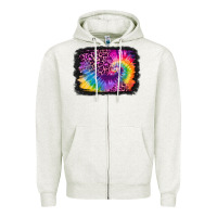 Oatmeal Heather tie dye leopard glitter background Zipper Hoodie - Jasminsmagicworld