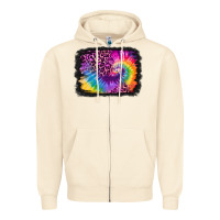 Tie Dye Leopard Glitter Background Zipper Hoodie | Teevron