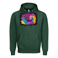 Sports Green tie dye leopard glitter background Zipper Hoodie - Jasminsmagicworld
