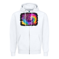 White tie dye leopard glitter background Zipper Hoodie - Jasminsmagicworld