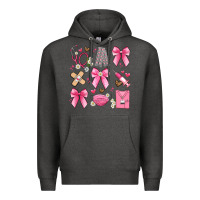 Charcoal Heather coquette bow nurse Premium Hoodie - Artiststas