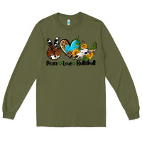 Army Green peace love  bullskull Long Sleeve Tee - AdoDesignShop