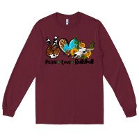 Burgundy peace love  bullskull Long Sleeve Tee - AdoDesignShop