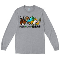 Heather Grey peace love  bullskull Long Sleeve Tee - AdoDesignShop