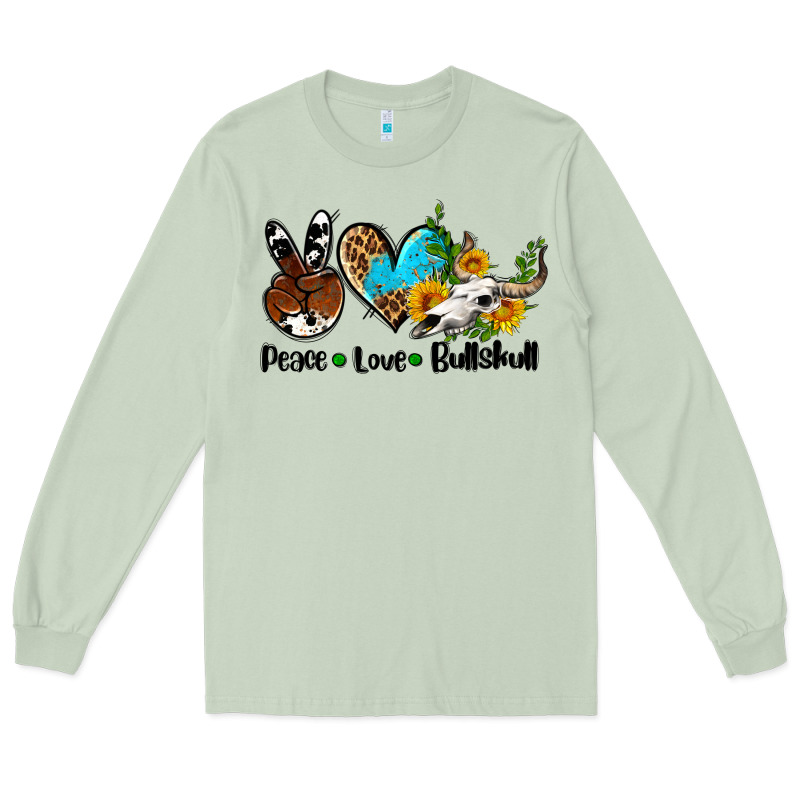 Peace Love  Bullskull Long Sleeve Tee by AdoDesignShop | Teevron