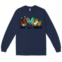 Navy peace love  bullskull Long Sleeve Tee - AdoDesignShop