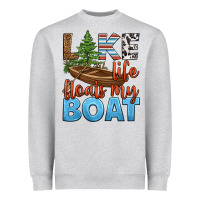 Heather Grey lake life floats my boat Heavyweight Sweatshirt - HRA Design Shop