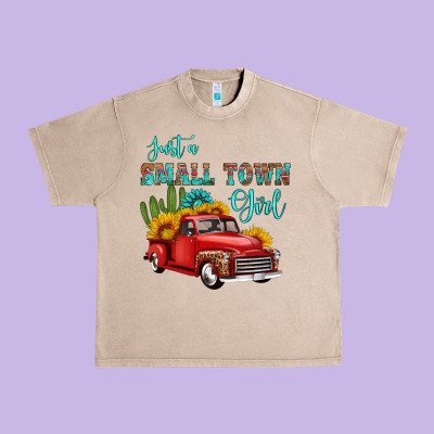 Just A Small Town Girl With Car Urban Heavy Tee Designed By Hra Design Shop