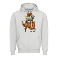 Dove Grey farm animals stack Zipper Hoodie - LillyAllenDesigns