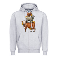 Heather Grey farm animals stack Zipper Hoodie - LillyAllenDesigns