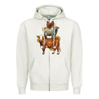 Oatmeal Heather farm animals stack Zipper Hoodie - LillyAllenDesigns