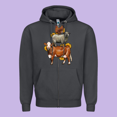 Farm Animals Stack Zipper Hoodie Designed By Lillyallendesigns
