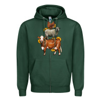 Sports Green farm animals stack Zipper Hoodie - LillyAllenDesigns