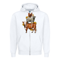 White farm animals stack Zipper Hoodie - LillyAllenDesigns