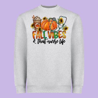Fall Vibes And That Nurse Life Heavyweight Sweatshirt Designed By Cowhidedigitalart