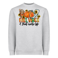 Heather Grey fall vibes and that nurse life Heavyweight Sweatshirt - CowhideDigitalArt