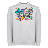 Heather Grey Western rabbit with Cross and flowers Heavyweight Sweatshirt - Neo Western