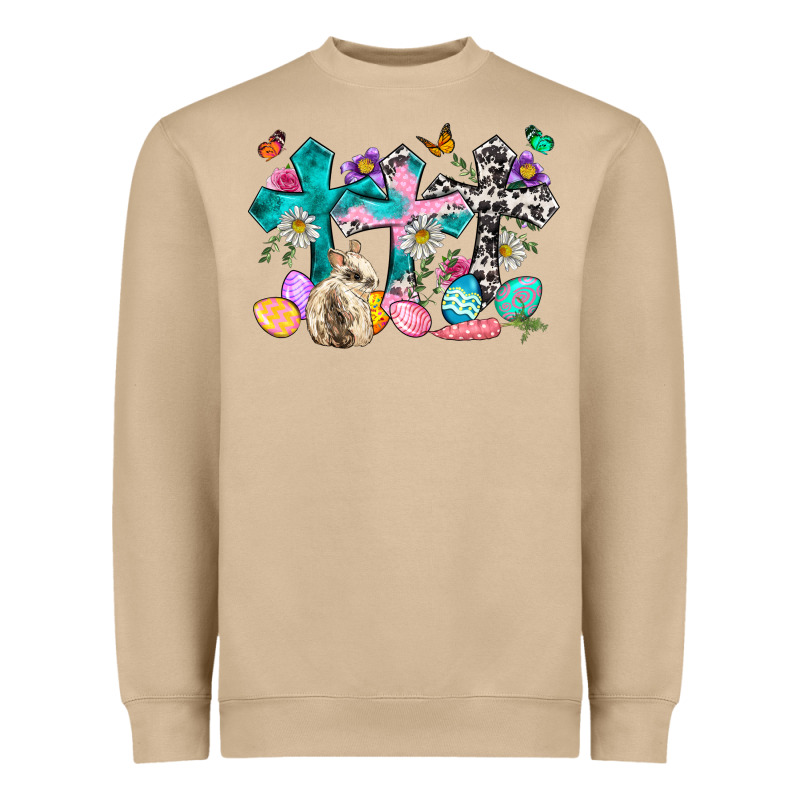 Western Rabbit With Cross And Flowers Heavyweight Sweatshirt by Neo Western | Teevron