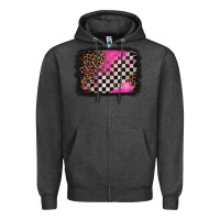 Charcoal Heather racing leopard background Zipper Hoodie - Jasminsmagicworld