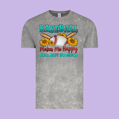 Baseball Makes Me Happy You, Not So Much Vintage Tee Designed By Hra Design Shop
