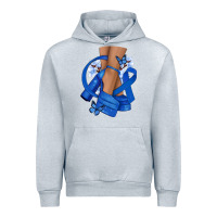 Heather Grey Colon Cancer diva blue ribbon Urban Hoodie - NancyCooperArtShop