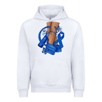 White Colon Cancer diva blue ribbon Urban Hoodie - NancyCooperArtShop