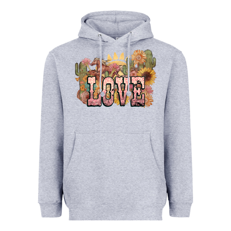 Love Horse Western Floral Heavyweight Hoodie by NancyCooperArtShop | Teevron